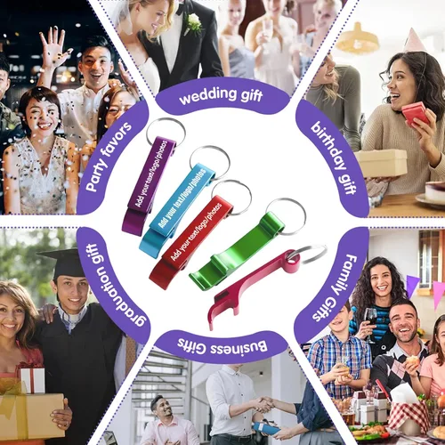 Vista 7 de 100 piezas Abrebotellas Personalizados - Llavero Abrebotellas Personalizado para Bodas, Aniversarios, Fiestas, Soporte para Logotipos Personalizados.