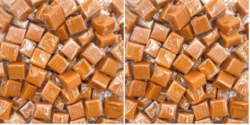 Vista 7 de Caramel Cubes Candy Bolsa de 1 libra - Aprox. 65 unidades Delicioso caramelo masticable clásico, envuelto individualmente Sabor a vainilla