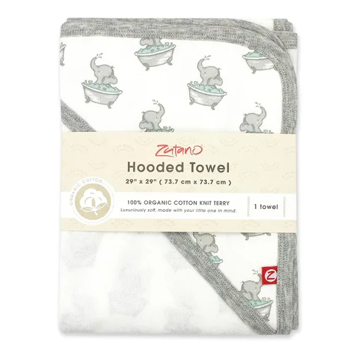 Vista 2 de Zutano Toallas de bebé con capucha, toalla de baño de algodón orgánico, toalla de bebé ultra suave y absorbente para recién nacidos y bebés, juego