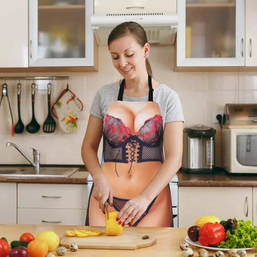 Vista 6 de Delantales Sexys para Mujeres Delantal Divertido de Cocina para Fiesta de Inauguración de Casa Intercambio de Regalos Broma de Navidad