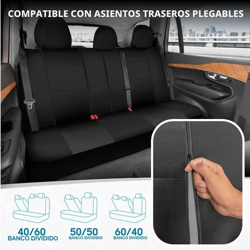 Vista 3 de BDK PolyPro - Juego completo de fundas para asientos de coche en negro con alfombras de piso a juego - Fundas para asientos de automóviles Todo negro