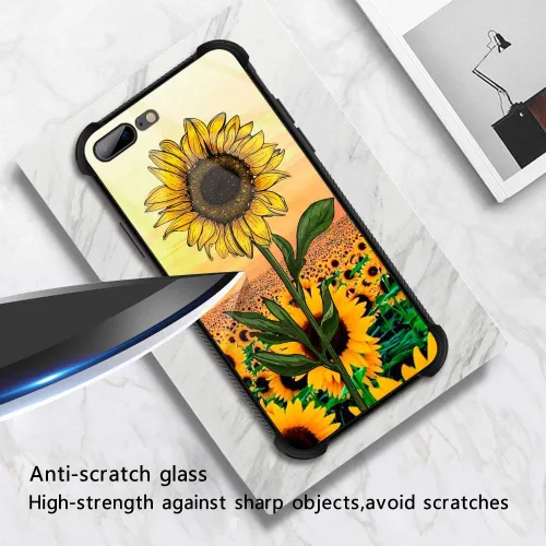 Vista 2 de ZHEGAILIAN Funda para iPhone 7/8 Plus, protección de grado militar, esquinas a prueba de golpes, funda antiarañazos para iPhone 7/8 Plus, girasol