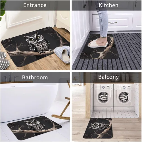 Vista 7 de Late Night Owl Indoor Doormat Washable Welcome Mats Non Slip Entryway Floor Mat Floor Outdoor Indoor Rug for Home Entrance, Outside Entry, Yard 23.6