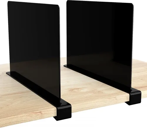 Vista 20 de HBlife 6 separadores de estantes negros, organizador vertical de bolso para armario, perfecto para suéteres, camisas, bolsos en el dormitorio