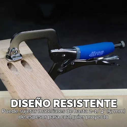 Vista 2 de Kreg KHC-MICRO Abrazadera de Cara - Abrazadera de Orificio de Bolsillo de 2 Pulgadas para Juntas al Ras - Presión Ajustable para Carpintería Precisa
