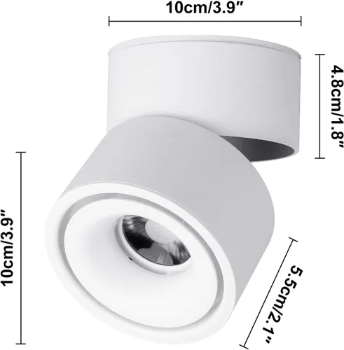 Vista 8 de Foco LED de Techo - Luz de Pared Downlight de Techo Ajustable 360° Iluminación LED COB Lámpara de Pared o Luz Puntual Blanco Frío 6000K / Blanco