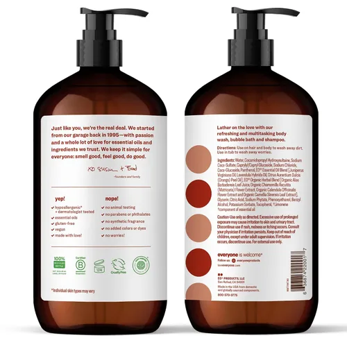 Vista 3 de Everyone Jabón 3 en 1, gel de baño, baño de burbujas, champú, 32 onzas (paquete de 2), cedro y cítricos, hecho con aceites esenciales para hombres