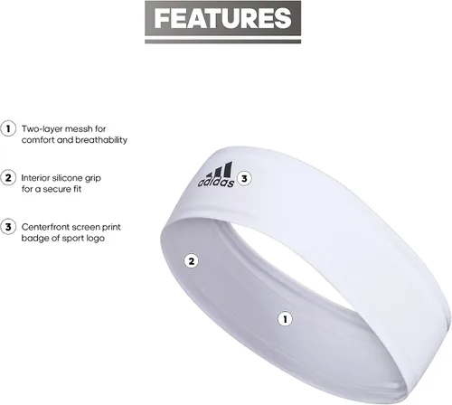 Vista 2 de adidas Diadema elástica Alphaskin 20 unisex para adultos