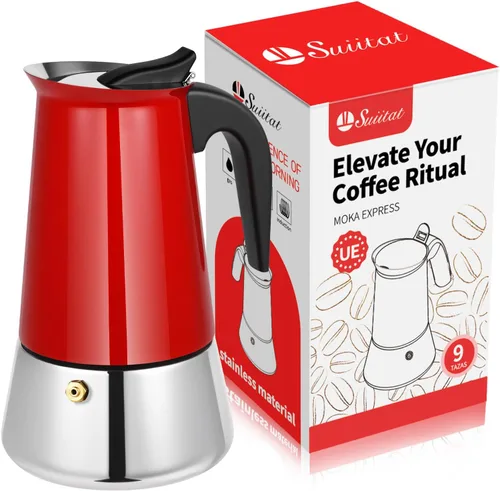 Vista 13 de Cafetera Moka Eléctrica de Aluminio Plateado, Cafetera de Espresso de 3 o 6 Tazas con Placa de Reducción de Dosis