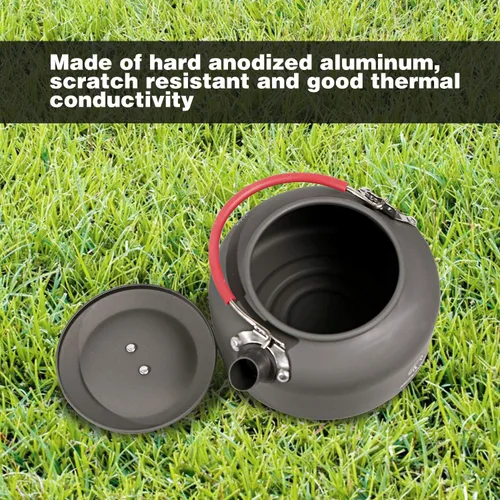 Vista 3 de REDCAMP Mini hervidor de agua al aire libre de 0.8L, olla de agua de aluminio con bolsa de transporte, caldera de té ligera compacta