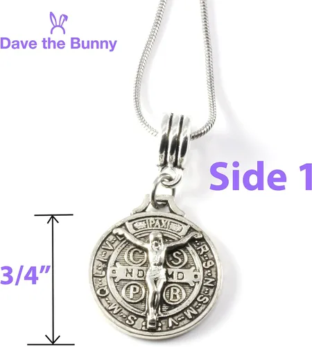 Vista 4 de Medallas de Dan Benito - Collar de medalla de San Benito o collar de cruz para hombres como collar de protección para protección contra el mal