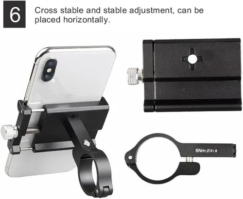 Vista 5 de GUB PRO1 Soporte universal para teléfono celular de aleación de aluminio para manillar de bicicleta de 3.5-6.2 pulgadas