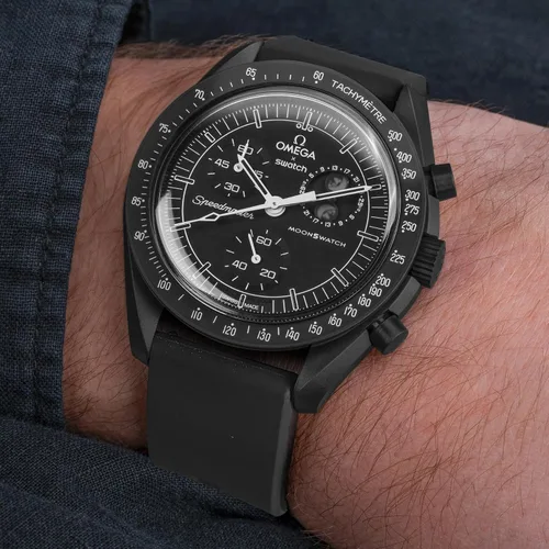 Vista 2 de Correa de reloj para Omega X Swatch Moonswatch Correa de reloj Speedmaster 20MM de liberación rápida de goma de repuesto