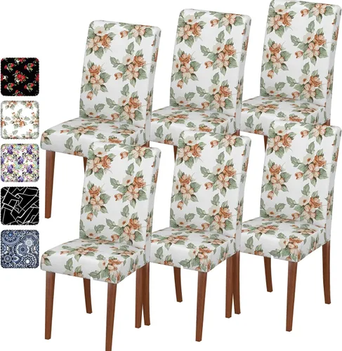 Vista 81 de Fundas para sillas de comedor CoSofSLIP, juego de 2, fundas estampadas elásticas antideslizantes, fundas extraíbles y lavables para sillas
