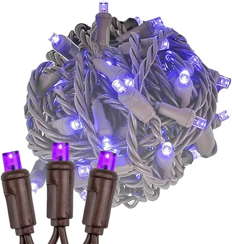 Vista 16 de Novelty Lights Guirnalda de 50 luces LED rojas de Navidad de 25 pies, espacio de 6 pulgadas en cable marrón, luces de Navidad de grado comercial Rojo