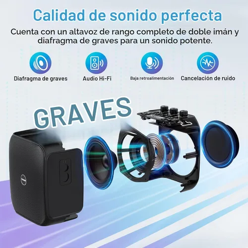 Vista 3 de TONOR Amplificador de voz recargable de 6000 mAh de 50 W, sistema PA personal Bluetooth con micrófono y cintura de auriculares inalámbricos, altavoz