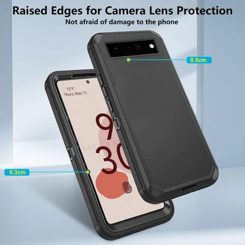 Vista 4 de Asuwish Funda de teléfono para Google Pixel 6 Pro, híbrida, resistente, a prueba de golpes, dura, a prueba de caídas, cuerpo completo, resistente