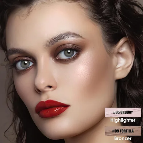 Vista 2 de FOCALLURE 2 Piezas Barra de Contorno de Crema Mineral, Iluminador Hidratante y Lápiz Bronceador, Lápiz Facial Antiadherente que Ilumina y Matiza