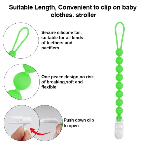 Vista 3 de Juguete mordedor de silicona de grado alimenticio para bebés con soporte para chupete, juguetes de dentición, juego de regalo para niños y niñas a