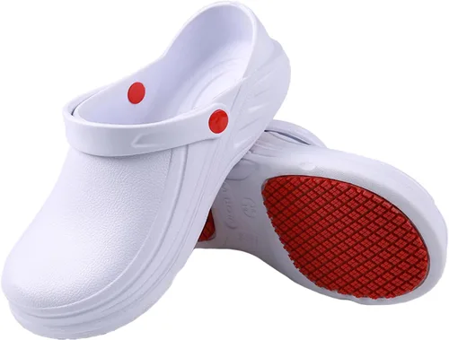 Vista 8 de FLIOZY Zuecos de chef para hombres y mujeres, antideslizantes, impermeables, a prueba de aceite, zapatos de trabajo de cocina profesional
