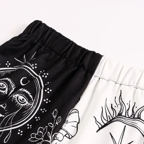 Vista 5 de Amuver - Pantalones de harén estilo hippie bohemio de los años 90 para mujer cintura fruncida estampado de retazos pantalones deportivos para yoga