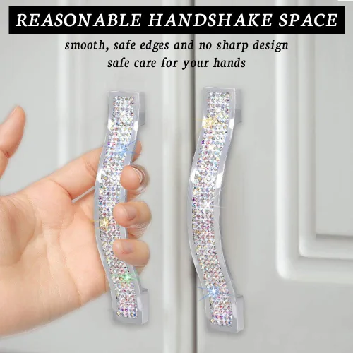 Vista 4 de SAVORI Tiradores para Cajones con Manija de Cristal Brillante, para Cajones, Alacena, Armario, Closet, Guardarropa, Puerta de Mueble, Manija Moderna