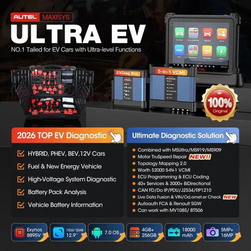 Vista 2 de Autel MaxiSYS Ultra EV Scanner: 2026 Top EV Ver. of Ultra S2 MSUltra MS909 S2 Intelligen Scan Diagnostic, High-Voltage System Battery Pack Analyze