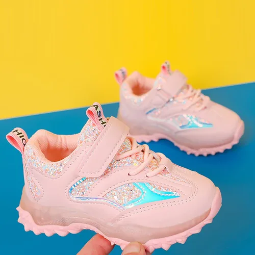 Vista 3 de Primavera otoño antideslizante suela suave bebé niño LED luces intermitentes zapatos niños niñas niños deportes tamaño 8 zapatos