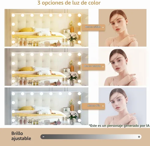 Vista 4 de VOWNER - Tocador con espejo iluminado - Escritorio de maquillaje con luces