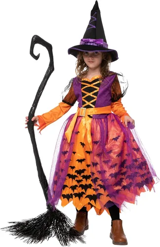 Vista 8 de Spooktacular Creations - Disfraz de bruja de Halloween con luces y sombrero para niñas Talla S de 5 a 7 años