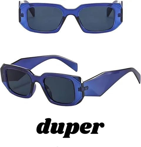 Vista 2 de DUPER retro rectangle sunglasses men women. 90's trendy irregular hexagon rectangular chunky wide frame, UV