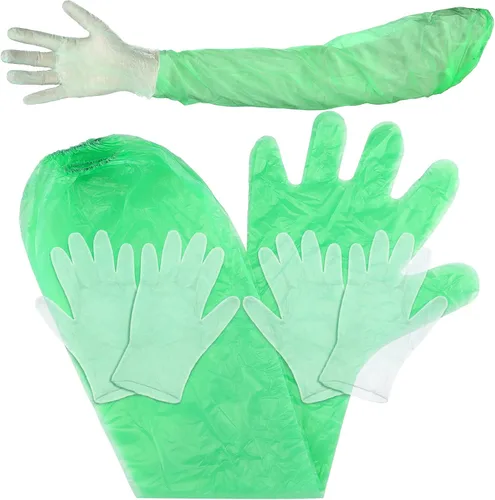 Vista 10 de Honeydak 30 pares de guantes desechables de PVC para caza de ciervos, guantes de limpieza con manoplas largas y cortas Claro