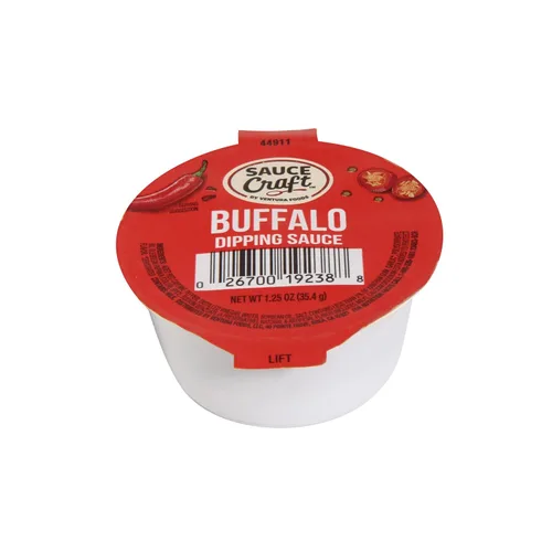 Vista 2 de Ventura Foods Sauce Craft - Tazas de salsa de búfalo, cayena añeja y ajo, condimento de alas de calor sabroso, 1.25 onzas, paquete de 96