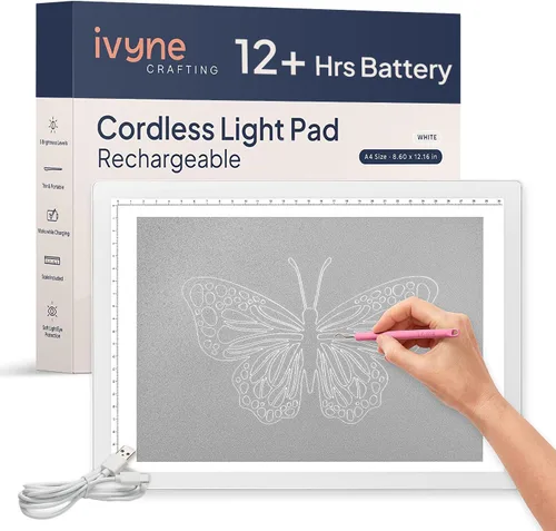 Vista 17 de iVyne Almohadilla de luz con cable para desmalezar vinilo, caja de luz A4 para dibujo, tablero de luz para trazar, caja de luz para pintura de Negro
