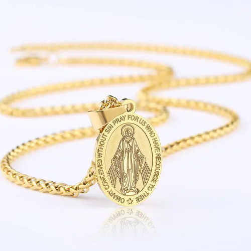 Vista 84 de P. BLAKE Collar ovalado de San Cristóbal, Miguel, José, Jude/Virgen María/José/Francisco/Patrick/Anthony/Benedict/Thomas para hombres y mujeres