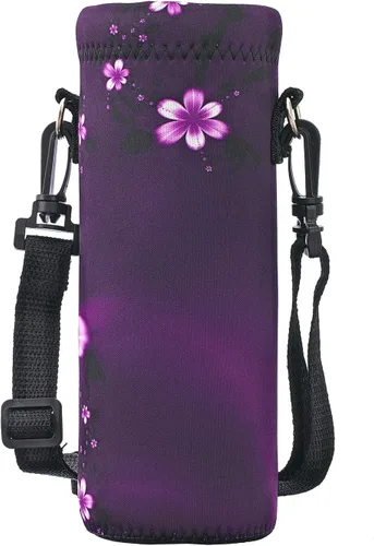 Vista 13 de RICHEN Bolsa de neopreno para botella de agua con correa ajustable para el hombro, cubierta aislada para botellas de acero inoxidable/vidrio/plástico