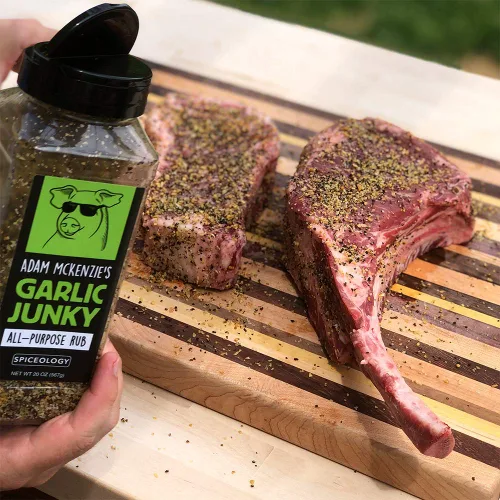 Vista 4 de Spiceology & Adam McKenzie - Adicto al ajo - Condimento multiusos, masajes para barbacoa y mezclas de especias - Uso en: pechuga de res, carne