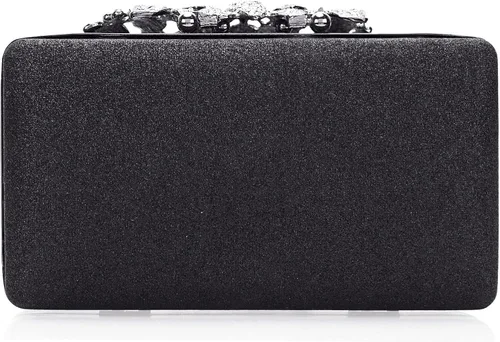 Vista 3 de Dexmay - Bolso de mano con diamantes de imitación con cierre floral de cristal, bolso de noche formal para mujer