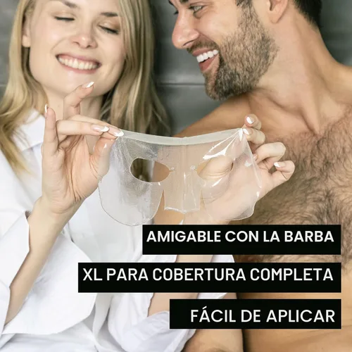 Vista 5 de HommeFace Juego de mascarillas faciales de hidrogel revitalizante para hombre (5 unidades) – Mascarillas hidratantes, amigables con la barba
