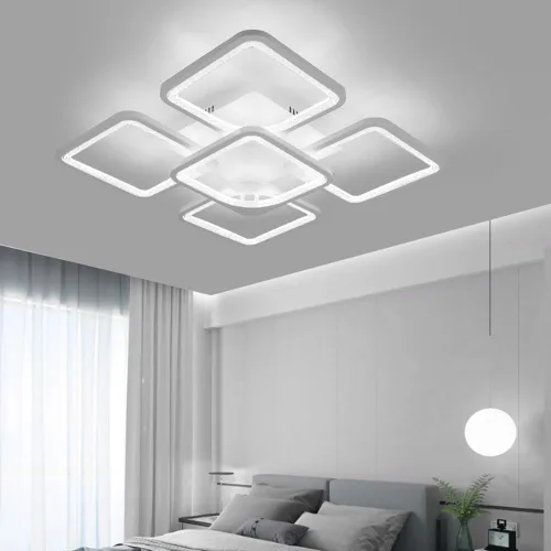 Vista 21 de Lámpara LED de techo regulable, 5 luces de techo de 23 pulgadas, montaje empotrado, lámpara de 80 W para sala de estar, dormitorio, cocina