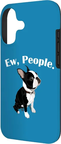 Vista 2 de Funny Mens Womens Kids Cartoon Ew People Bostie Dog Lover Case for iPhone 17
