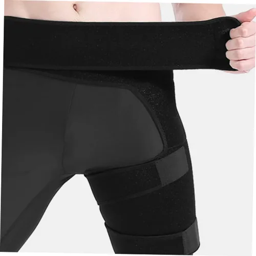 Vista 6 de NOLITOY Soporte de compresión de cadera Soporte ajustable para cadera Protector de cadera Manga de isquiotibial Manga de la ingle Muslo