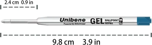 Vista 5 de Unibene Parker - Paquete de 12 repuestos de tinta de gel compatibles con punta media de 0.028 in, 6 negros y 6 azules, tinta alemana reemplazable