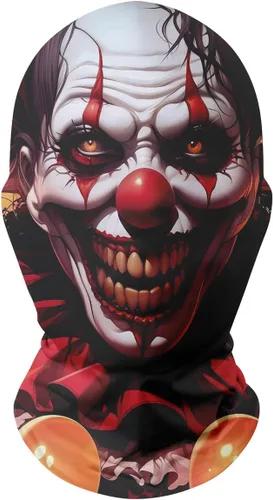 Vista 4 de Red Plume Pasamontañas 3D, máscara refrescante de cara completa, protección solar UV, polaina para el cuello de Halloween, transpirable, capucha