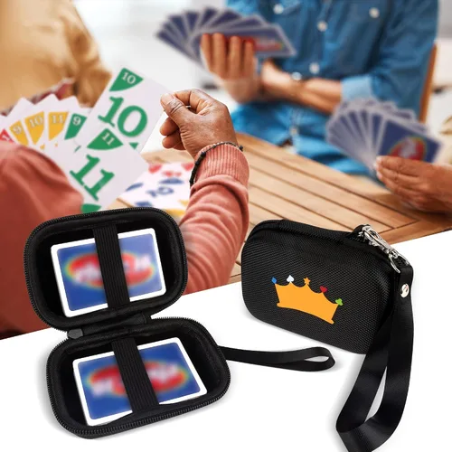 Vista 2 de Travel Card Games Case Compatible with Card Games Set, Hard EVA Playing Card Case for UNO & Phase 10 (Not Including Cards) (Black)