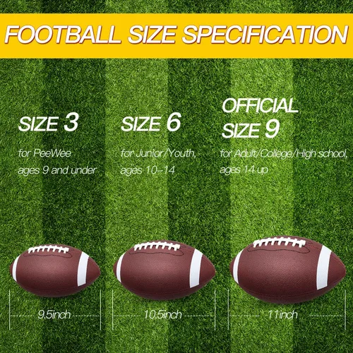 Vista 7 de jiaonun Youth Size 6/Official Size 9 Footballs Bulk, Inflatable with Pump for Youth, Junior, Adult, College, High School, Regulation Size Football