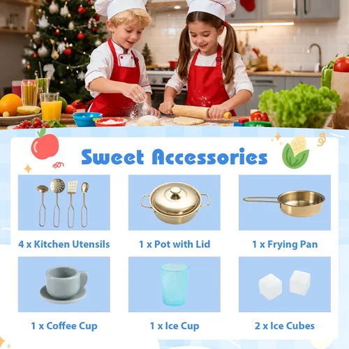 Vista 6 de Costzon Juego de cocina para niños, juego de cocina para niños pequeños con estufas, grifo, fregadero, máquina de café, campana extractora, horno