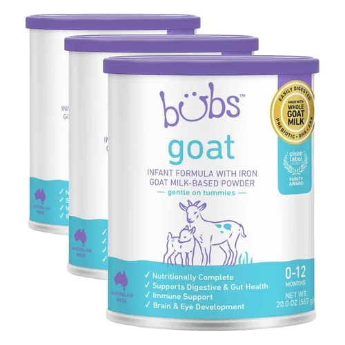 Vista 9 de Bubs Fórmula de leche entera de cabra con hierro, polvo a base de leche de cabra, para bebés de 0 a 12 meses, hecha con leche de cabra sin OMG, 20