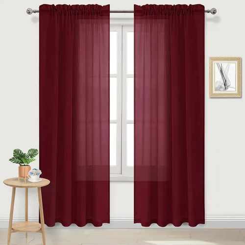 Vista 38 de DWCN Cortinas Transparentes Aqua de Voile Semitransparente con Bolsillo para Barra para Dormitorio y Sala de Estar, 36 x 36 pulgadas de Largo, Juego