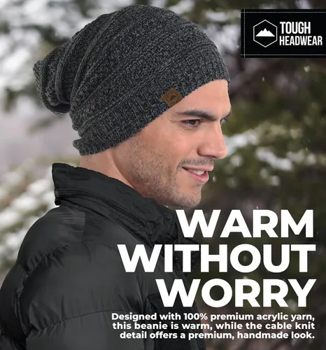 Vista 16 de Slouchy Cable tejido Gorro de lana por Tough Headwear – Gorro de lana de gran tamaño Sombreros Gorros Graves Sombreros Para Hombres y Mujeres